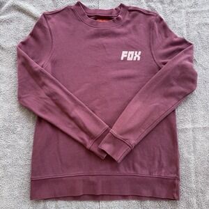 Fox Racing Womens Crewneck Sweatshirt Medium Mauve Tread Lightly Graphic